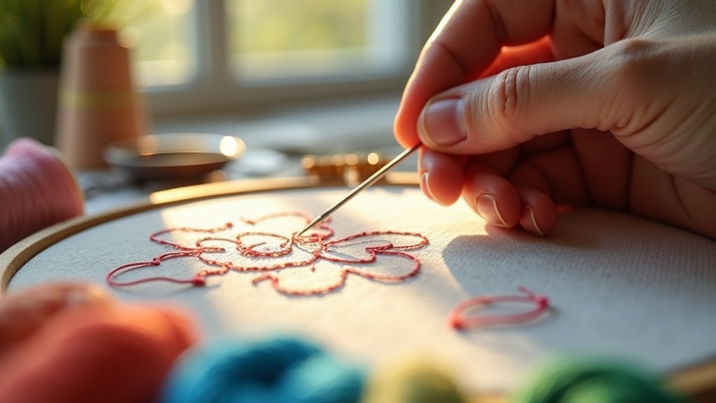 backstitch technique in embroidery