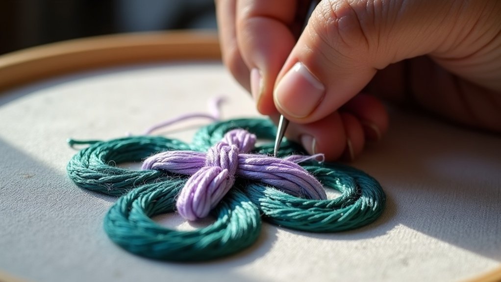 bullion knot embroidery technique
