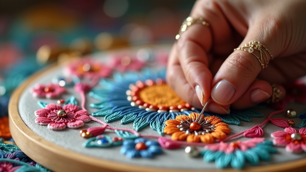 embellish embroidery with beads