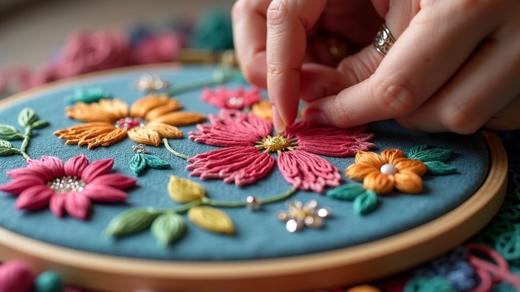 embellish embroidery with sequins