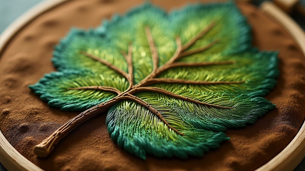 embroidery techniques for leaves
