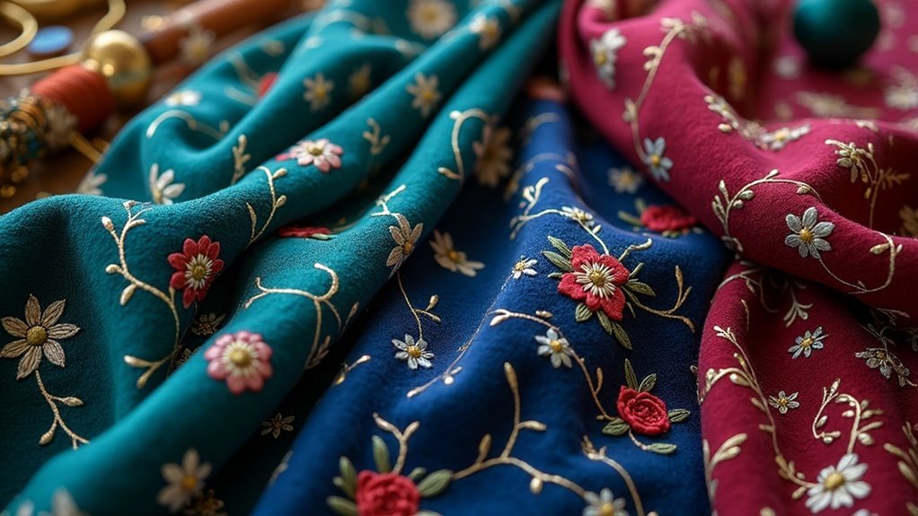 embroidery velvet fabric selection