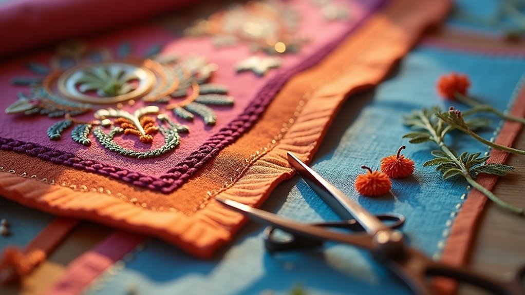 finishing embroidery with bias
