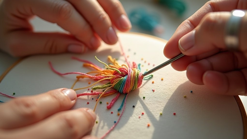 french knot embroidery technique