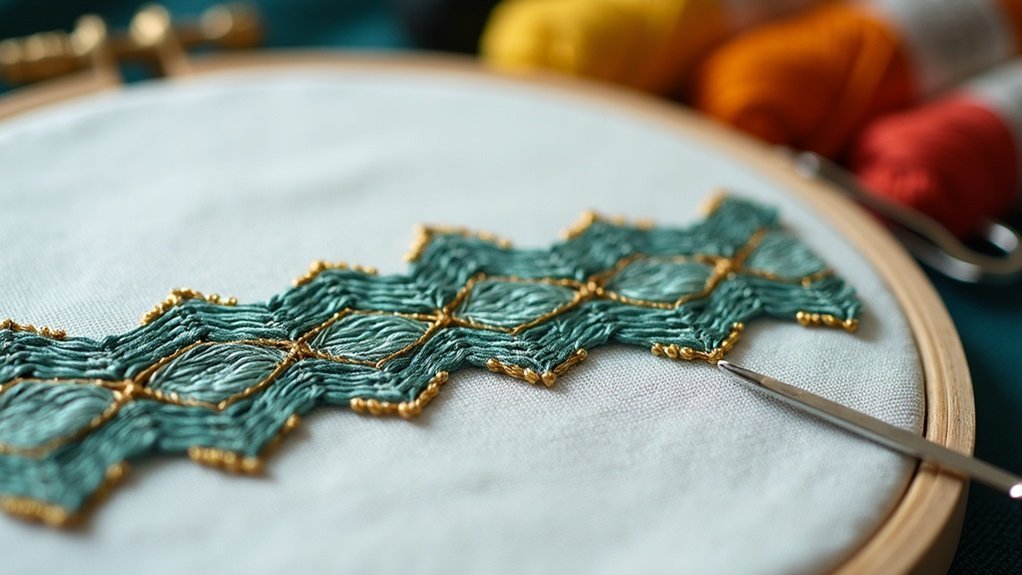 herringbone stitch embroidery technique