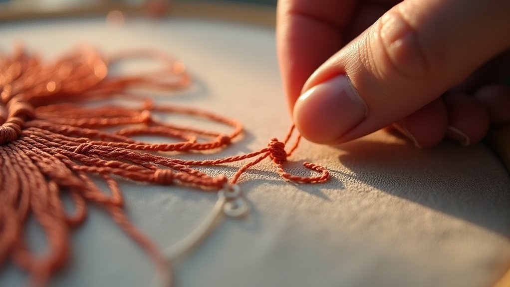 invisible embroidery thread knot
