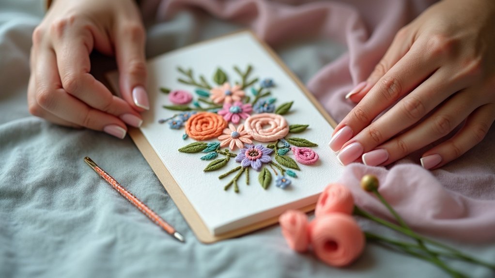 mount embroidery on cards