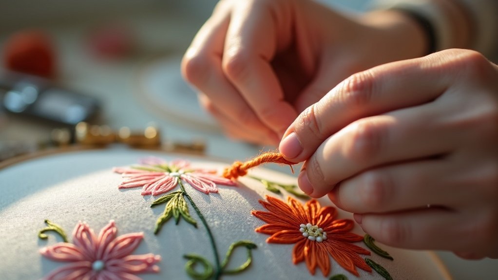 neatly secure embroidery thread