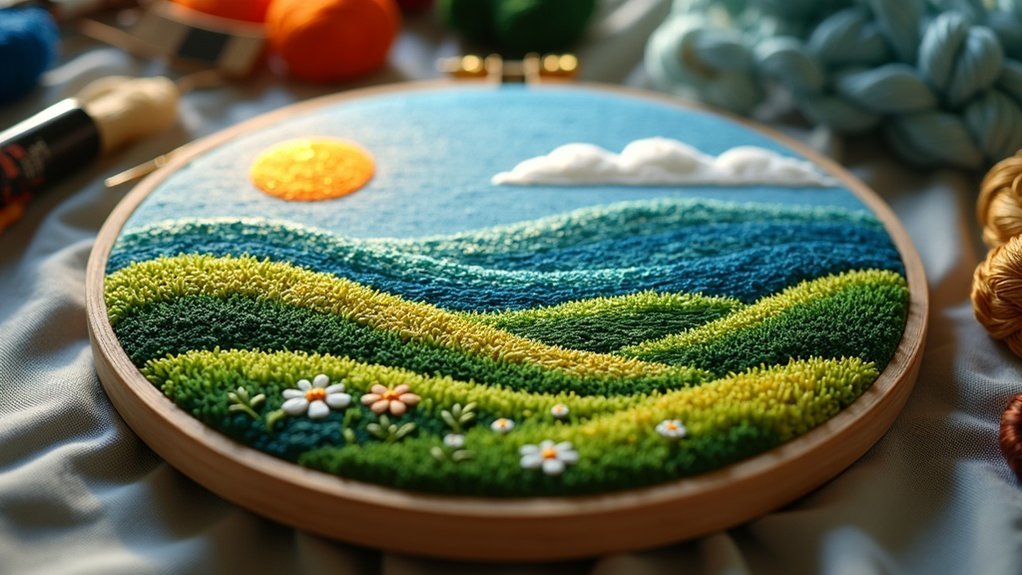 stitching landscapes in embroidery