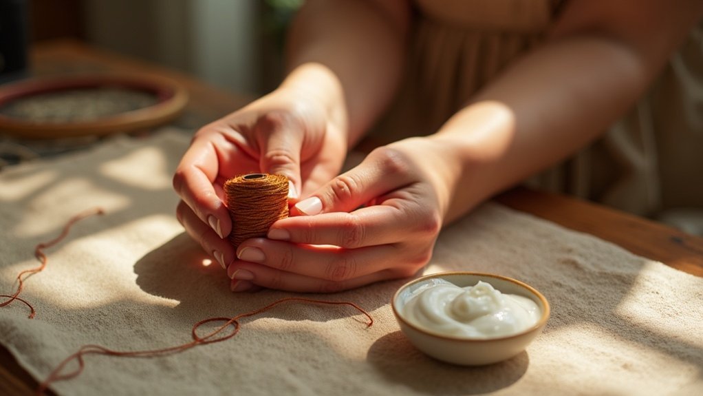 using embroidery thread conditioner